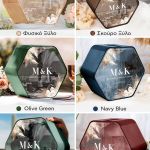 Κουτί Γάμου για Ευχές Εξάγωνο με Ονόματα και Ημερομηνία