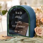 Κουτί Ευχών Γάμου Καμάρα με Μονογράμματα και Ημερομηνία