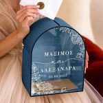 Κουτί Γάμου για Ευχές από Ξύλο, Εξατομικευμένο με Ονόματα