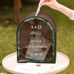 Κουτί Ευχών Γάμου Καμάρα με Μονογράμματα και Ημερομηνία