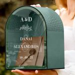 Κουτί Ευχών Γάμου Καμάρα με Μονογράμματα και Ημερομηνία