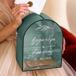 Κουτί Ευχών για Γάμο Ξύλινο με Ονόματα σε Σχήμα Καμάρας