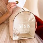 Κουτί Γάμου για Ευχές Καμάρα με Μονογράμματα και Ημερομηνία