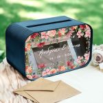 Κουτί Ευχών για Γάμο Ορθογώνιο με Ονόματα και Ημερομηνία