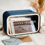 Κουτί Γαμήλιο Ευχών με Ονόματα σε Ξύλινο Ορθογώνιο Σχήμα