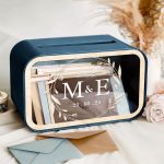 Κουτί Ευχών Γάμου με Μονογράμματα και Ημερομηνία