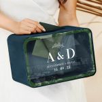 Γαμήλιο Κουτί Ευχών Ορθογώνιο με Ονόματα και Μονογράμματα