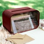 Κουτί Ευχών Γάμου Ξύλινο σε Ορθογώνιο Σχήμα με Ονόματα