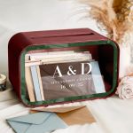 Γαμήλιο Κουτί Ευχών Ορθογώνιο με Ονόματα και Μονογράμματα