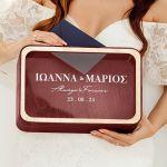 Κουτί Γαμήλιο Ευχών με Ονόματα σε Ξύλινο Ορθογώνιο Σχήμα