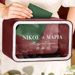 Γαμήλιο Κουτί Ευχών με Ονόματα σε Ορθογώνιο Σχήμα