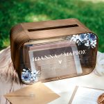 Κουτί Γάμου Ευχών Ξύλινο Εξατομικευμένο σε Σχήμα Ορθογώνιο