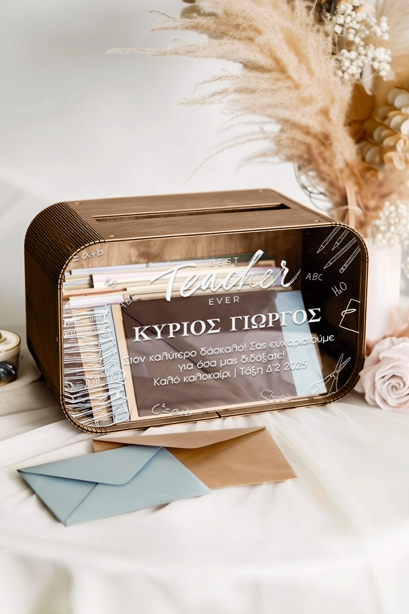 Ξύλινο Κουτί με Ευχές, Δώρο Τάξης για Δάσκαλο