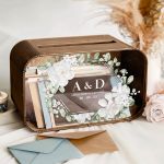 Κουτί Ευχών Ξύλινο Γάμου με Ορθογώνιο Σχήμα και Ονόματα