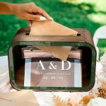 Γαμήλιο Κουτί Ευχών Ορθογώνιο με Ονόματα και Μονογράμματα