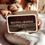 Κουτί Γαμήλιο Ευχών με Ονόματα σε Ξύλινο Ορθογώνιο Σχήμα