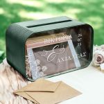 Κουτί Γάμου από Ξύλο Ορθογώνιο με Εξατομικευμένα Ονόματα