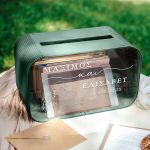 Κουτί Γάμου Ξύλινο για Ευχές σε Ορθογώνιο Σχήμα με Ονόματα