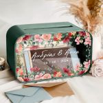 Κουτί Ευχών για Γάμο Ορθογώνιο με Ονόματα και Ημερομηνία
