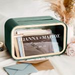 Κουτί Γαμήλιο Ευχών με Ονόματα σε Ξύλινο Ορθογώνιο Σχήμα