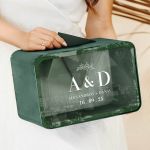 Γαμήλιο Κουτί Ευχών Ορθογώνιο με Ονόματα και Μονογράμματα