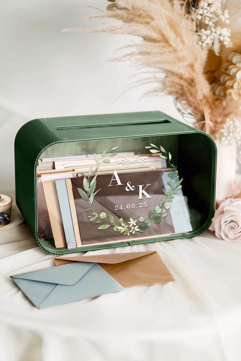 Γαμήλιο Κουτί Ευχών Ξύλινο Προσωποποιημένο σε Ορθογώνιο Σχήμα