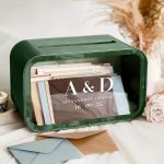 Γαμήλιο Κουτί Ευχών Ορθογώνιο με Ονόματα και Μονογράμματα