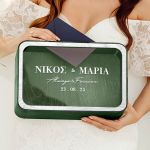 Γαμήλιο Κουτί Ευχών με Ονόματα σε Ορθογώνιο Σχήμα