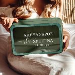 Κουτί Ευχών Γάμου Ορθογώνιο με Ονόματα και Ημερομηνία