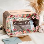 Κουτί Ευχών για Γάμο Ορθογώνιο με Ονόματα και Ημερομηνία
