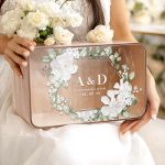 Κουτί Ευχών Ξύλινο Γάμου με Ορθογώνιο Σχήμα και Ονόματα