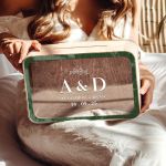 Γαμήλιο Κουτί Ευχών Ορθογώνιο με Ονόματα και Μονογράμματα