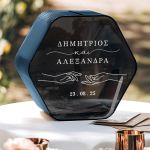Κουτί Γάμου Ξύλινο για Ευχές σε Εξάγωνο Σχήμα με Ονόματα