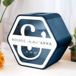 Γαμήλιο Κουτί Ευχών με Ονόματα σε Εξάγωνο Σχήμα