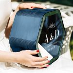 Κουτί Ευχών Γάμου Εξάγωνο με Ονόματα και Ημερομηνία