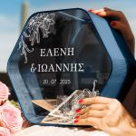 Κουτί Ευχών Γάμου Ξύλινο με Εξάγωνο Σχήμα και Ονόματα