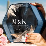 Κουτί Γάμου για Ευχές Εξάγωνο με Ονόματα και Ημερομηνία