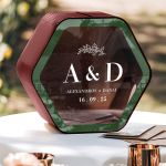 Κουτί Ευχών Γάμου Εξάγωνο με Ονόματα και Ημερομηνία