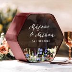 Κουτί Ευχών Ξύλινο Γάμου με Εξάγωνο Σχήμα και Ονόματα