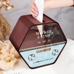 Κουτί για Ευχές Γάμου σε Εξάγωνο Σχήμα με Ονόματα