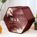 Κουτί Γάμου για Ευχές Εξάγωνο με Ονόματα και Ημερομηνία
