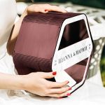 Γαμήλιο Κουτί Ευχών Εξάγωνο με Ονόματα και Μονογράμματα