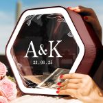 Κουτί Γάμου για Ευχές με Ονόματα σε Εξάγωνο Σχήμα