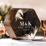 Κουτί Γάμου για Ευχές Εξάγωνο με Ονόματα και Ημερομηνία