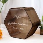 Premium Κουτί Ευχών Γάμου σε Εξάγωνο Σχήμα με Ονόματα