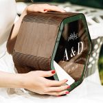 Κουτί Ευχών Γάμου Εξάγωνο με Ονόματα και Ημερομηνία