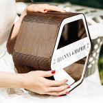 Γαμήλιο Κουτί Ευχών Εξάγωνο με Ονόματα και Μονογράμματα