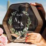 Κουτί Γάμου για Ευχές σε Ορθογώνιο Σχήμα με Ονόματα