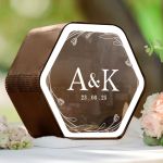 Κουτί Γάμου για Ευχές με Ονόματα σε Εξάγωνο Σχήμα