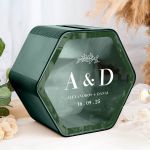 Κουτί Ευχών Γάμου Εξάγωνο με Ονόματα και Ημερομηνία